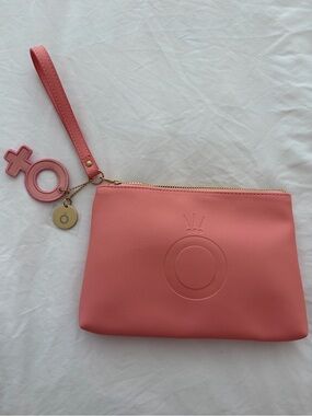 Pandora Women's Coral Pink Wristlet Pouch with Charm and Insert
